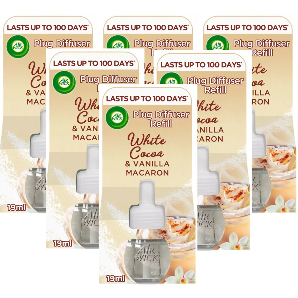 6 x Air Wick Plug in Oil Refills - White Cocoa & Vanilla Macaron