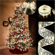 Christmas Tree Lights, 19ft/6m 60 LED Christmas Tree Ribbon Waterproof Fairy Lights Christmas Decorations Curtain Lights