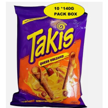 TAKIS QUESO VOLCANO BOX OF 10 PACKS - 140G PACK SNACKS