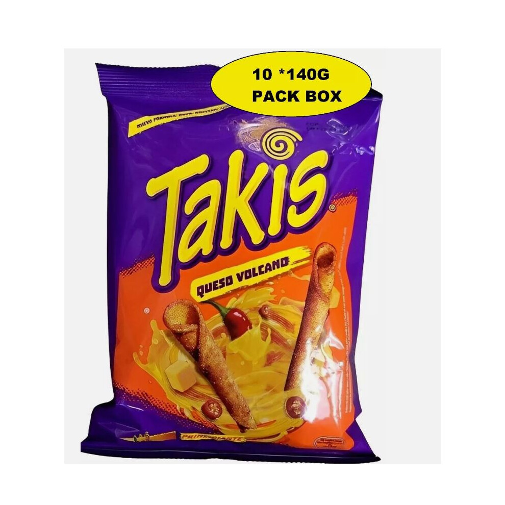 TAKIS QUESO VOLCANO BOX OF 10 PACKS - 140G PACK SNACKS