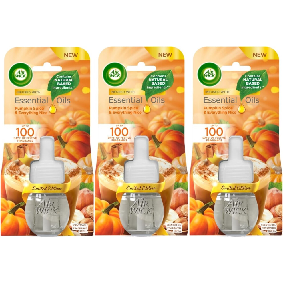 3 x Air Wick Plug in Oil Refills - Pumpkin Spice & Everything Nice