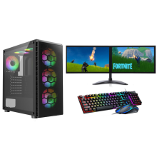 FCS Gaming PC Dual 22" Monitor Setup i7-4770 240 SSD 1TB 16GB Ram RTX 3050