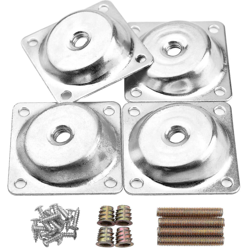 14 Degree Angled Leg Mounting Plates Furniture Table Leg Attachment Plates Brackets T-plate M8 Sofa Legs With Hanger Bolts,converters, Screws,full Set-image-OPC-PFGWTR9-NEW