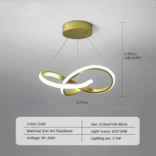 (Gold 24cm, Tricolor light) LED Line Pendant Light Modern 24/30cm Aluminium Hanging Lamp