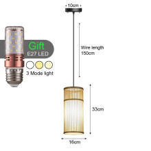 (Style F 16CM) Retro Bamboo Pendant Lamp E27Chandeliers Handmade knitting 12W LED Bulbs