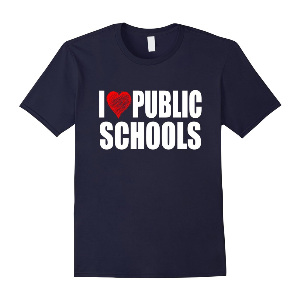 (XL) I Love Red Heart Public Schools Education Student T Shirt-Father's Day