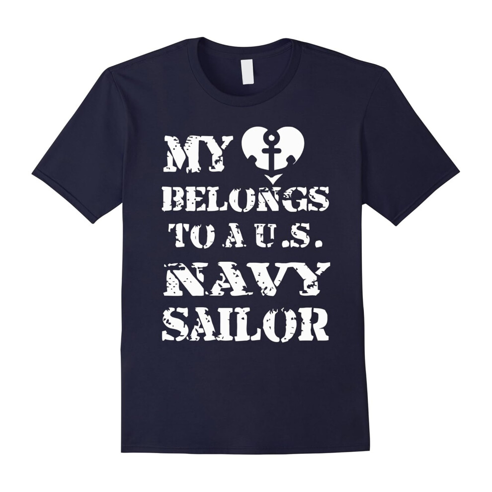 (M) Navy Sailor T-Shirt My Love Belongs To A Us Navy Sailor-Father's Day