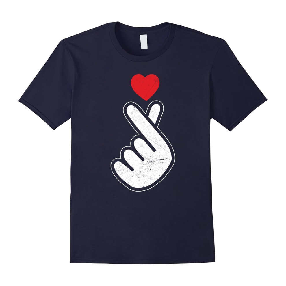 (XXXL) Finger Heart I Love You Shirt Korean Saranghaeyo-Father's Day