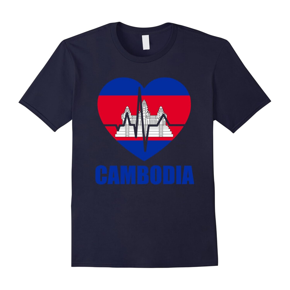 (M) Storecastle: Cambodia Love Heartbeat Gift Flag Pride T-Shirt-Father's Day