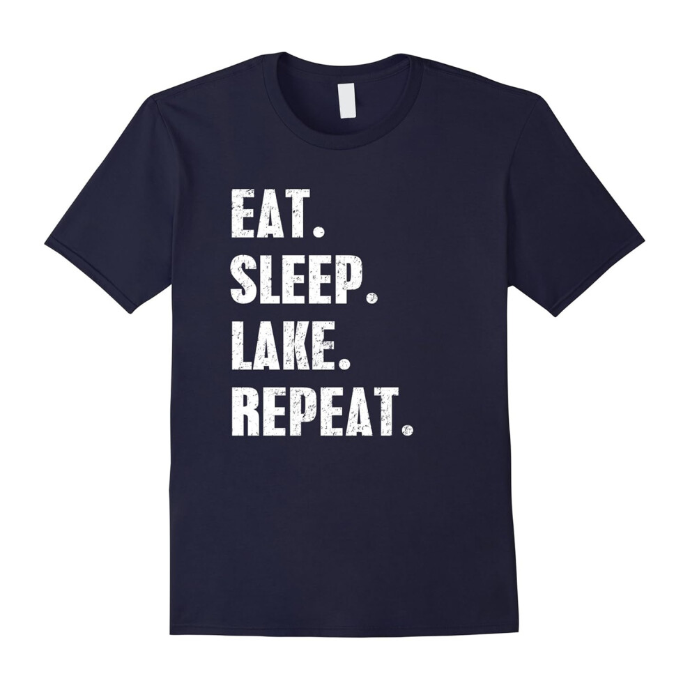 (XXL) Eat Sleep Lake Repeat T-Shirt Lake Lovers Shirt Gifts-Father's Day