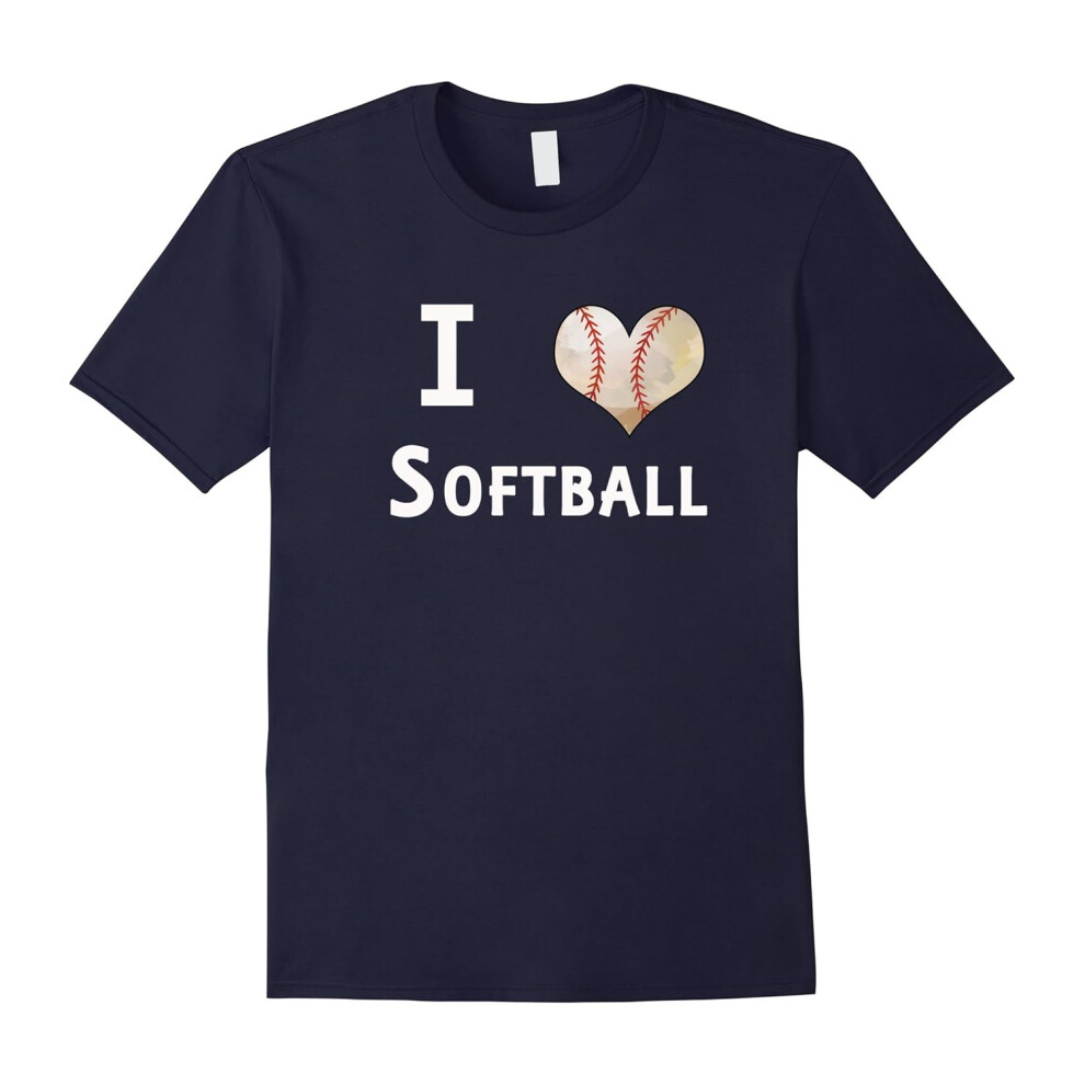 (S) I Love Softball T-Shirt Heart Ball Tee Shirt-Father's Day