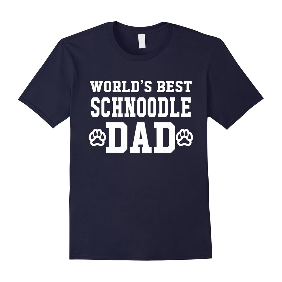 (M) World's Best Schnoodle Dad Dog Lover Pawprint T-Shirt-Father's Day