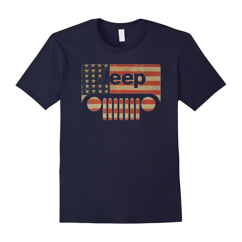 (M) Jeep Lover Shirt â American Flag with Jeep Grille T shirt-Father's Day