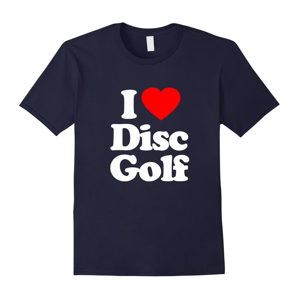 (L) I Love Heart Disc Golf Funny T-Shirt-Father's Day