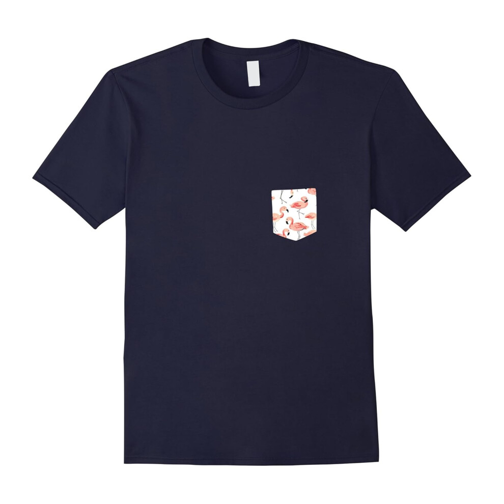 (M) Funny Pocket Flamingo T-Shirt â Flock Of Bird Pun Lovers Tee-Father's Day