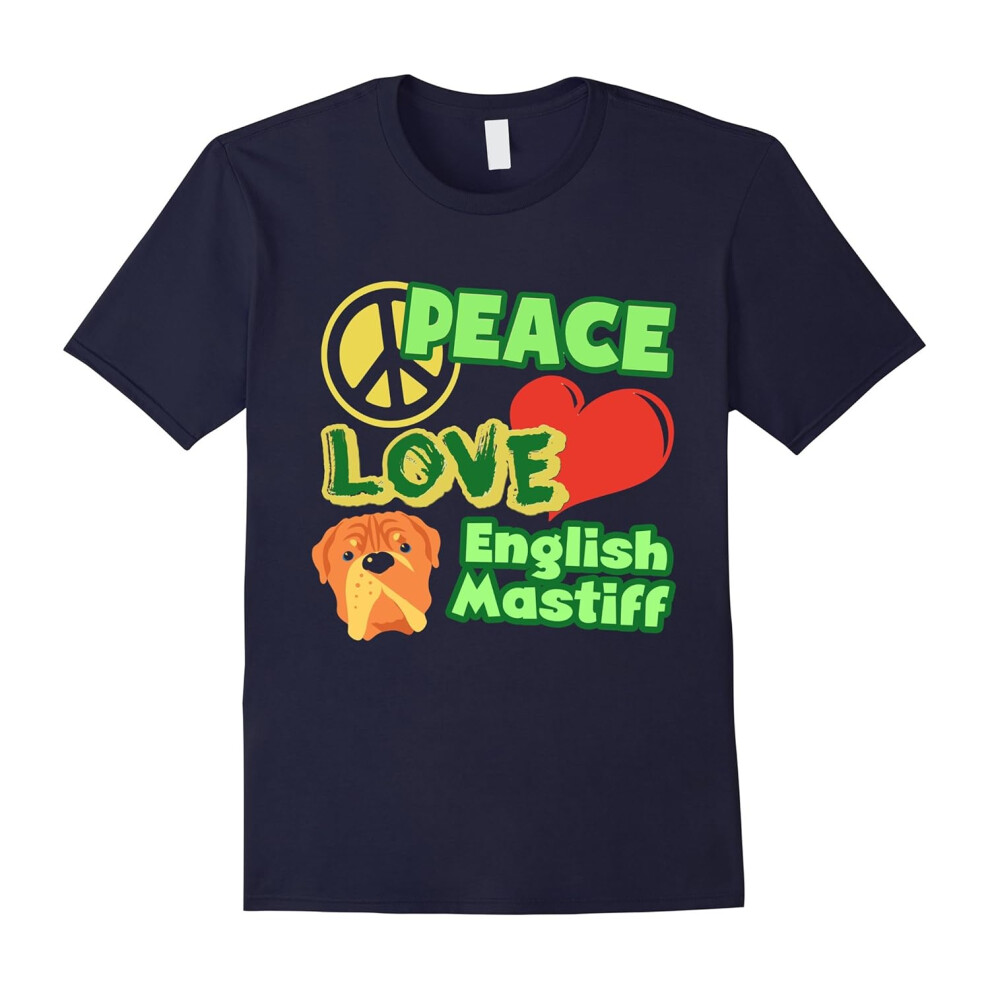 (XXL) English Mastiff Shirt â Peace Love English Mastiff T shirts-Father's Day