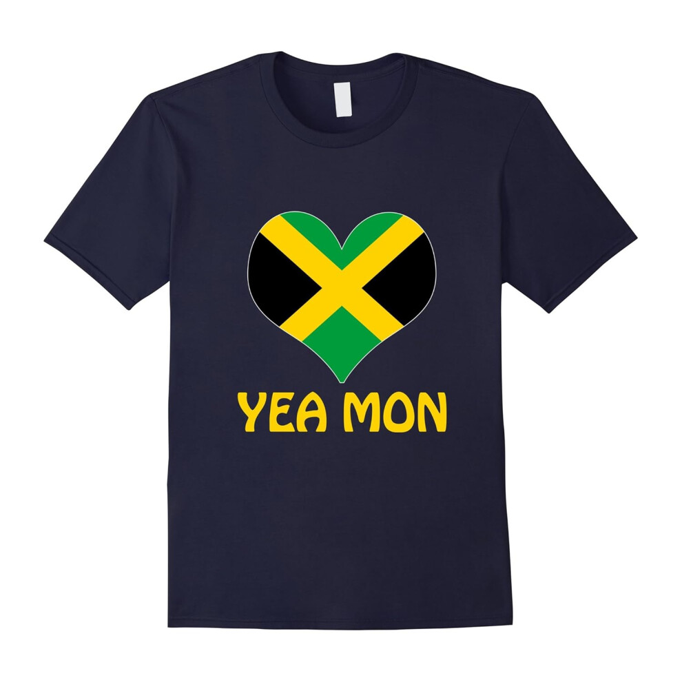 (S) PROUD JAMAICAN HEART FLAG T-SHIRT Yea Mon I Love Jamaica-Father's Day