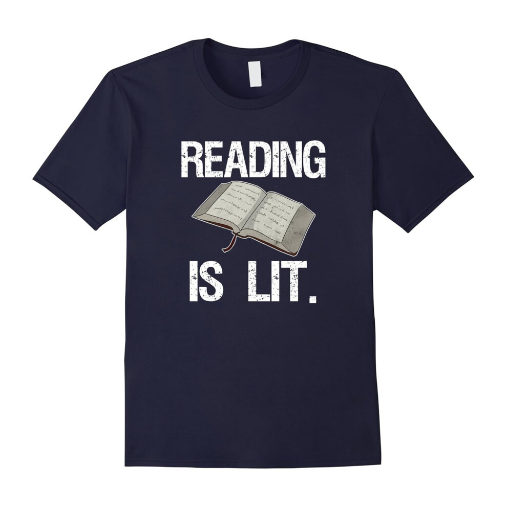 (M) Reading is Lit T-Shirt Teacher Book Lover Shirt-Father's Day