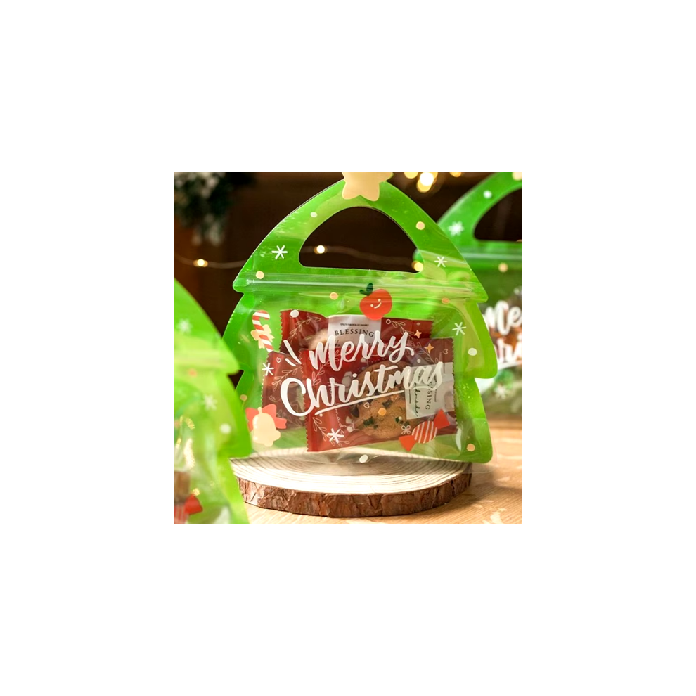 10Pcs Christmas Gift Bag For Candy Chocolate Cookie Nougat Zipper Bags