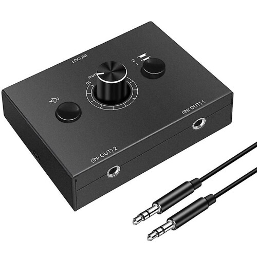 3.5mm Audio Switcher, 2 Input 1 Output/1 Input 2 Output Audio Splitter Switcher, Audio Switcher Box