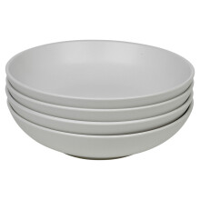 (4xWhite) Coloured Stone Ceramic Pasta Bowls Dining Sets