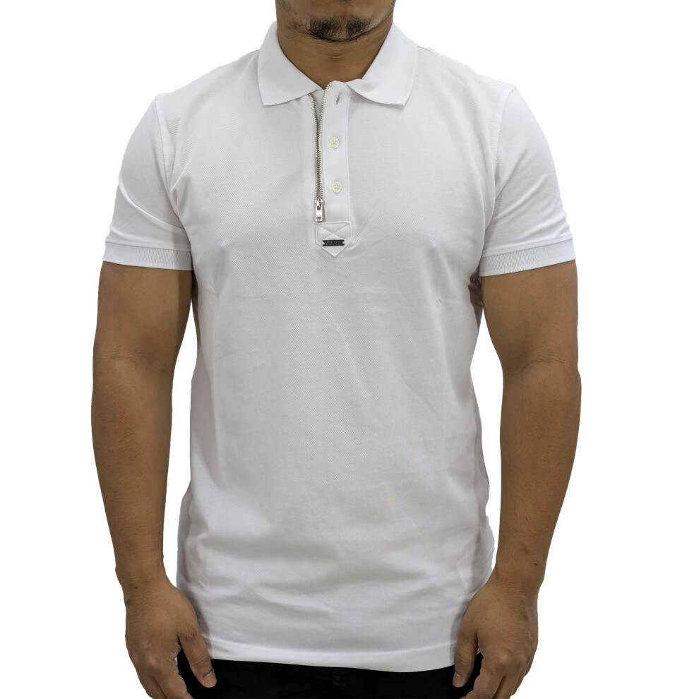 (White, M) DIESEL T-SMITH-ZIP OUT RBAWH Mens Polo T-Shirts Tee