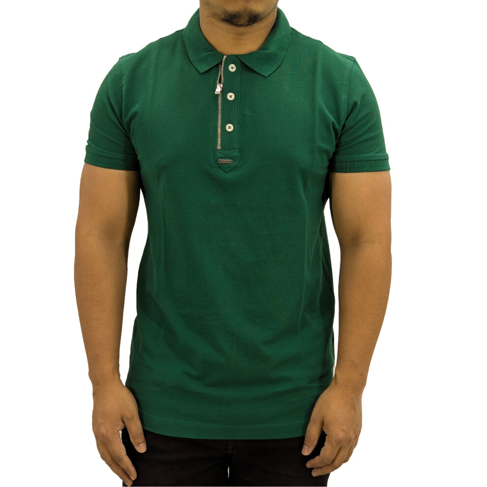 (Green, M) DIESEL T-SMITH-ZIP OUT RBAWH Mens Polo T-Shirts Tee