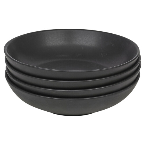 (4xBlack) Coloured Stone Ceramic Pasta Bowls Dining Sets