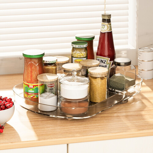 Seasoning Rotary Shelf Transparent Flipable Refrigerator Rotary Table