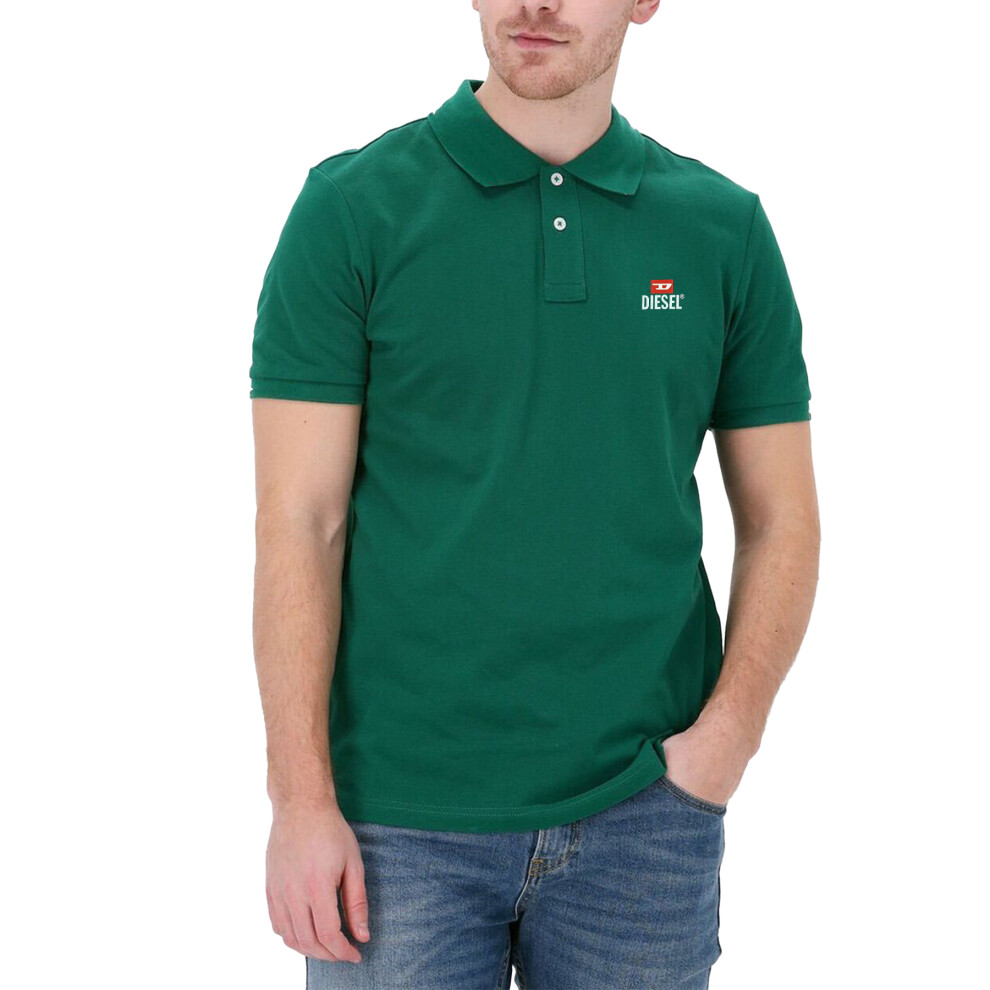 (Green, M) DIESEL T-Smith-DIV Mens Polo Shirts Casual Top