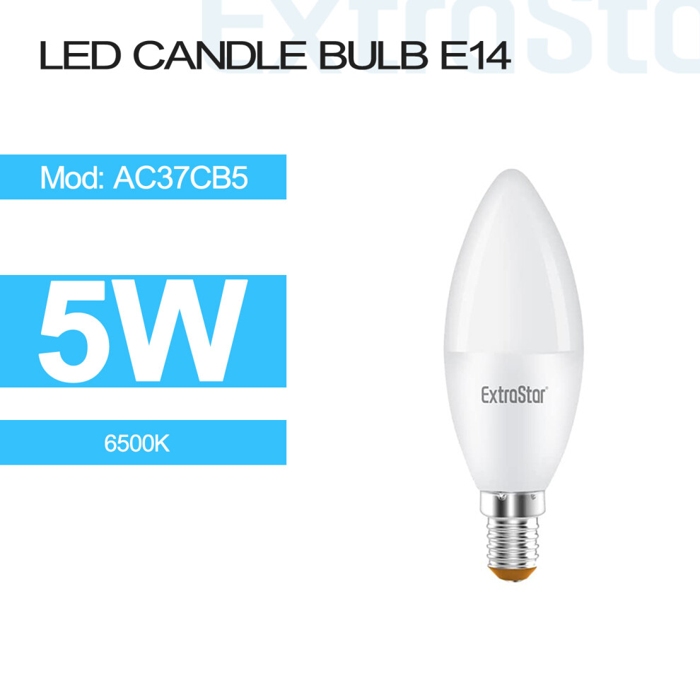 (5W) 5W / 7W LED Candle Bulb E14, 6500K, Paper Pack