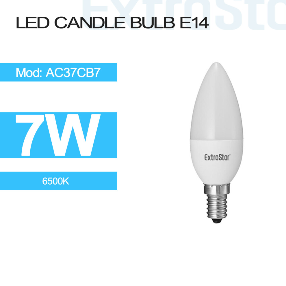 (7W) 5W / 7W LED Candle Bulb E14, 6500K, Paper Pack