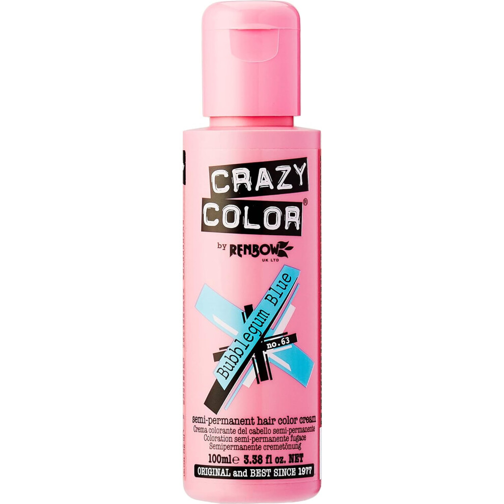 Crazy Not,Specified Color Semi Permanent Hair Color Cream Bubblegum Blue 100 Ml