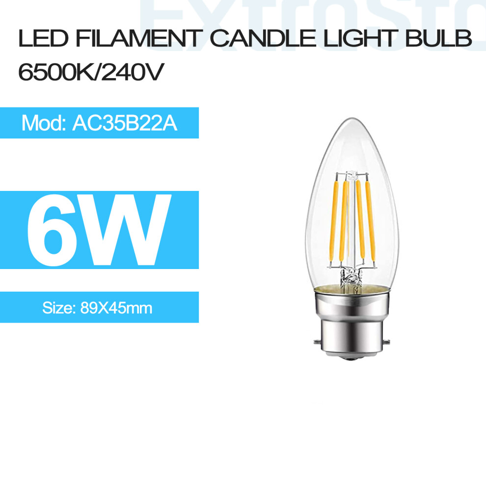 6W LED Filament Candle Light Bulb B22 6500K-image-OPC-PFGXFDB-NEW