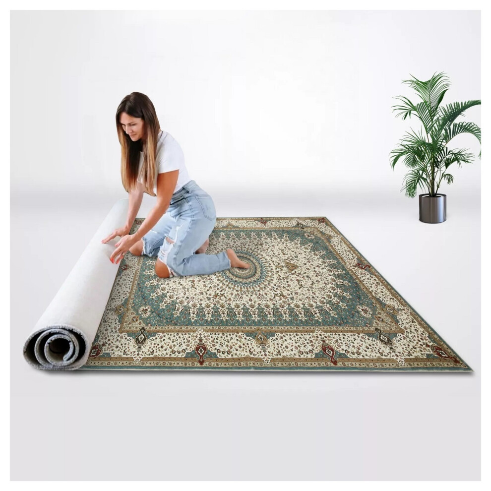(40 x 60 cm (1 ft 3 in x 1 ft 9 in)- Small Door/Bath Mat Rug, Cashmere Willow Teal Rugs) Traditional Large Rugs Living Room Carpet Mat Indoor Outdoor Rug
