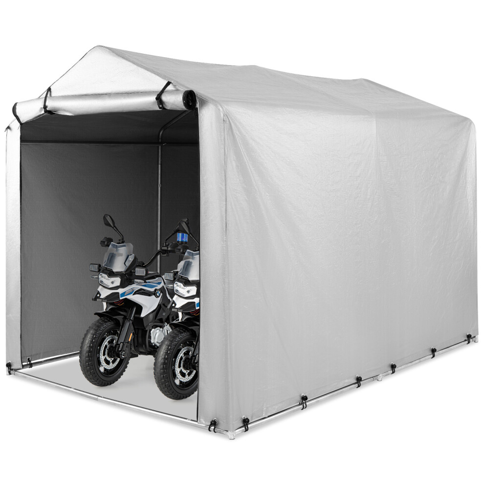Portable Motorcycle Shelter Carport for Gardening Tools w/ Zipper Door