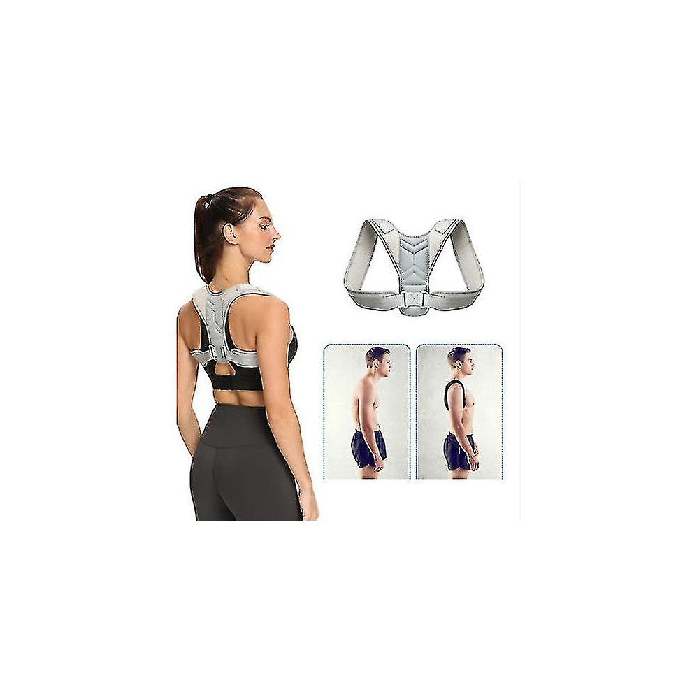 Grey (L) Back Correction Belt Men And Women Anti-Hunchback Posture Correction Belt Sitting Posture Corrector