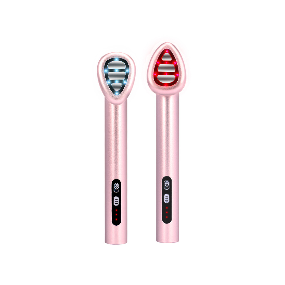 Chronus 7 Color Red Light Therapy For Face And Neck, Red And Blue Light Handheld Wand With Microcurrent, Led Light Therapy For Face(Pink)