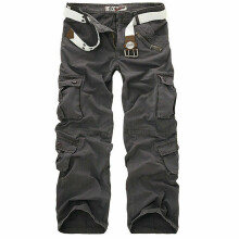(Grey, 31) Mens Army Cargo Trousers Multi Pockets Pants