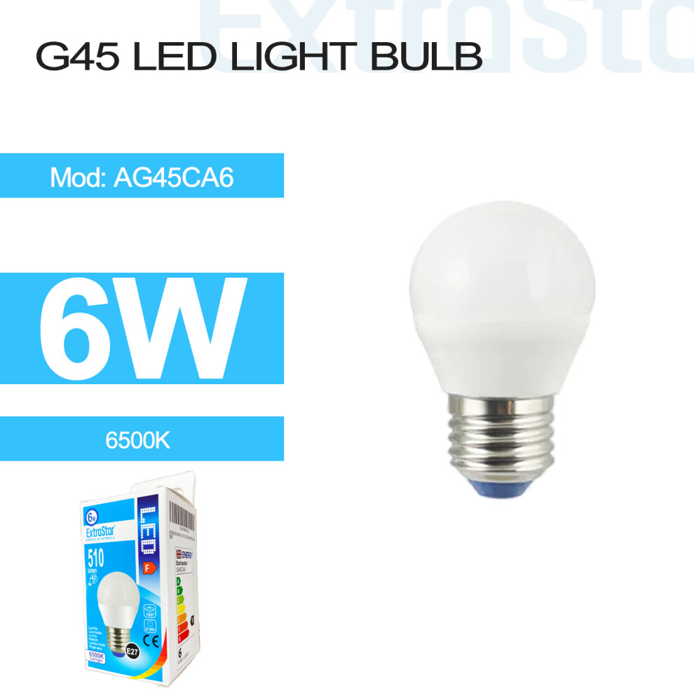 6W LED Ball Bulb E27, 6500K, Paper Pack