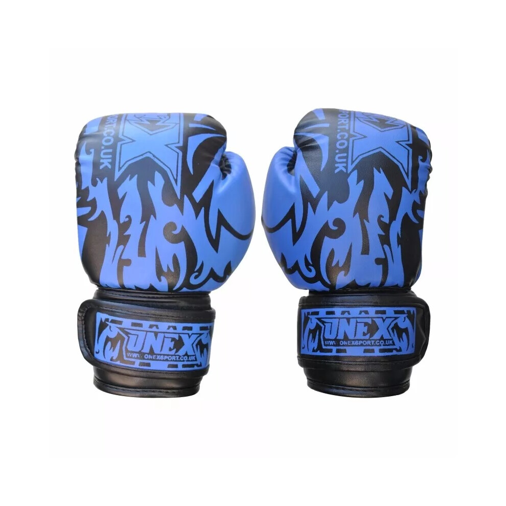 (6oz Black/blue) Kids Boxing Gloves 6oz Junior Training & punching