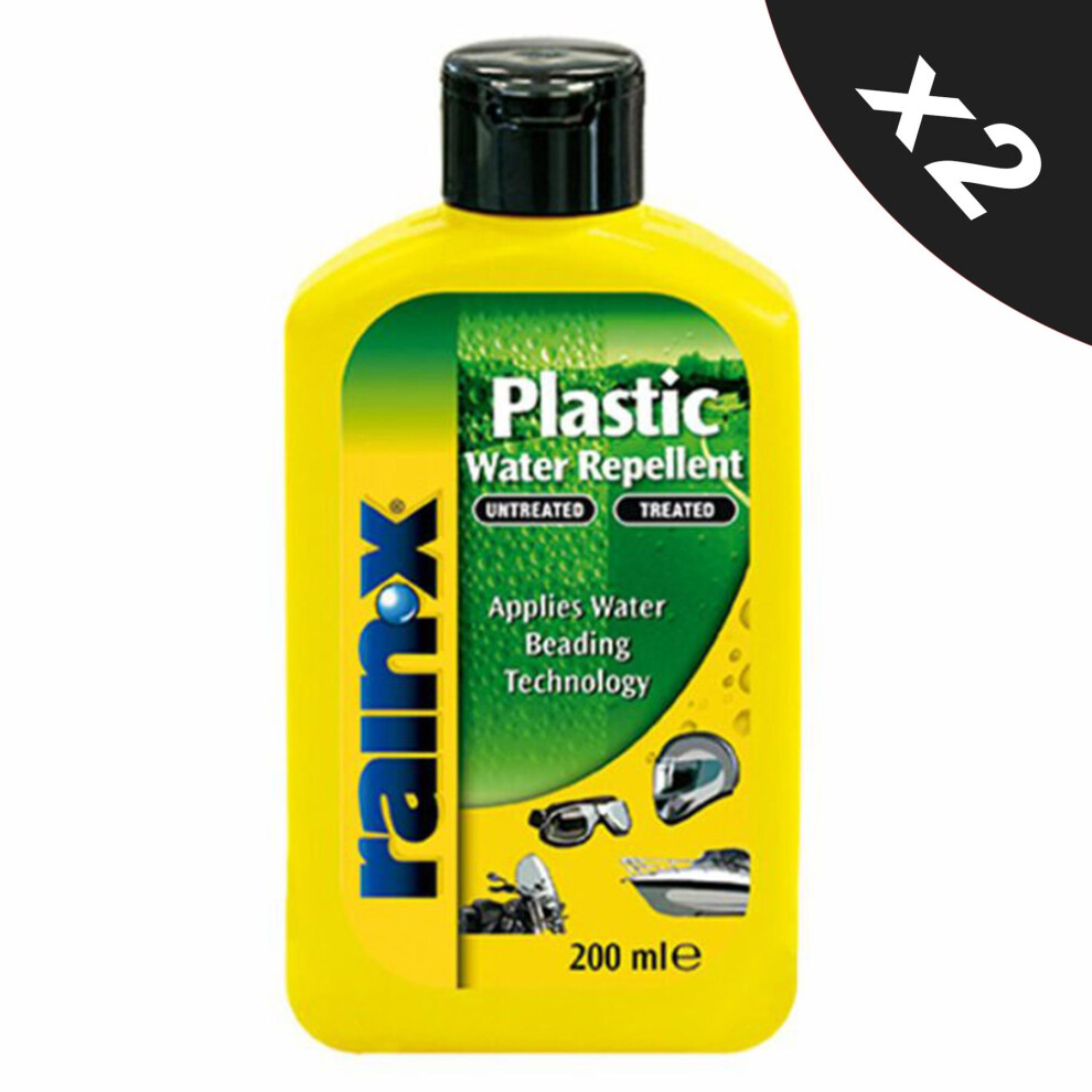 Rain-X Rain Water Repellent Hydrophobic Plastic Treatment 2X200ml 5056820501000