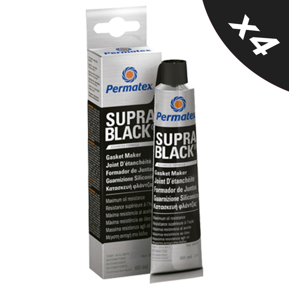 Rtv Silicone Instant Gasket Maker Black High Temperature Sealant 4X80ml 5056820501611