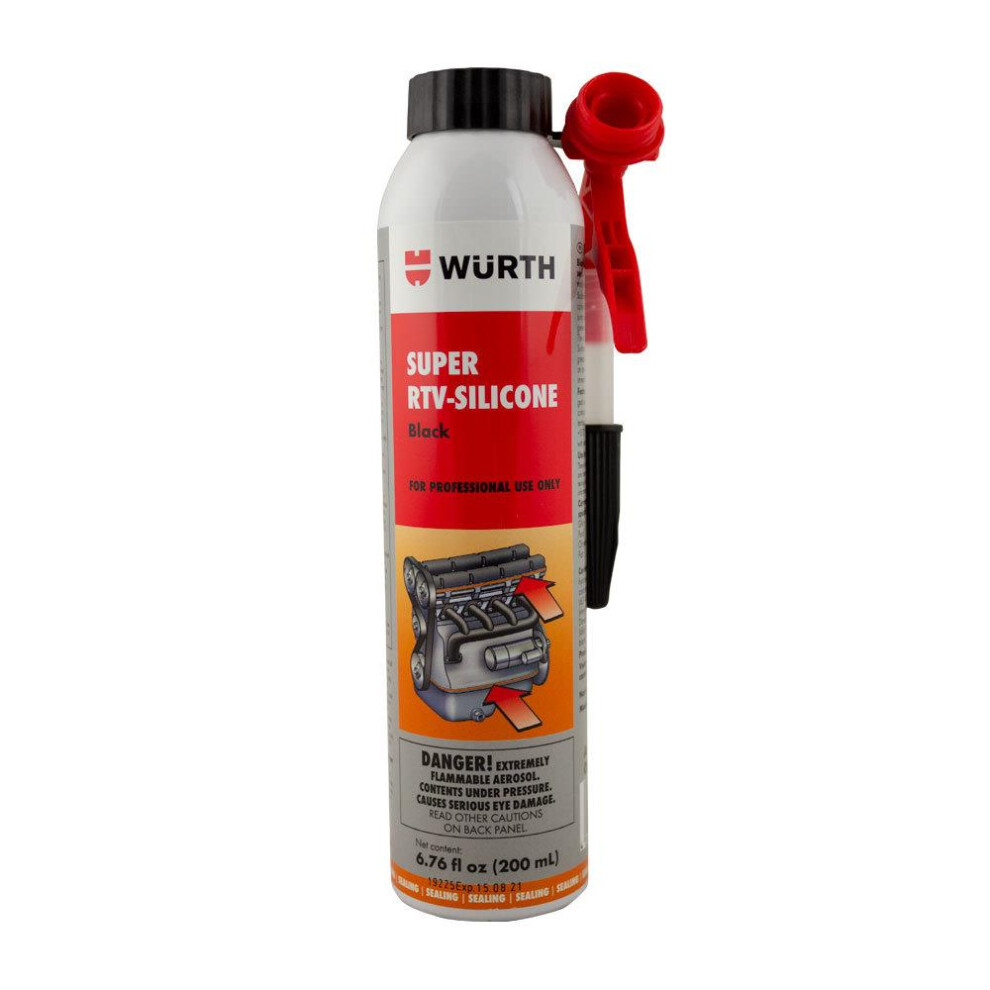 Wurth Rtv Black Silicone Instant Gasket Maker High Temperature Sealant 200Ml