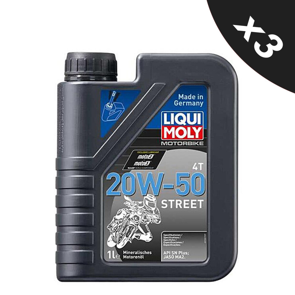 Liqui Moly 20w50 Mineral 4 Stroke Motorbike Engine Oil  3x1L