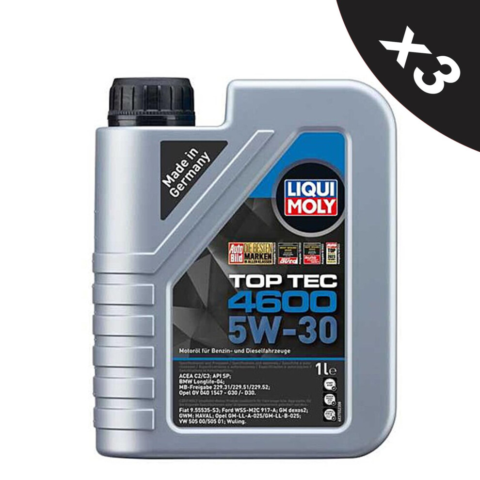 Liqui Moly 5w30 Synthetic Engine Oil Top Tec 4600  3x1L