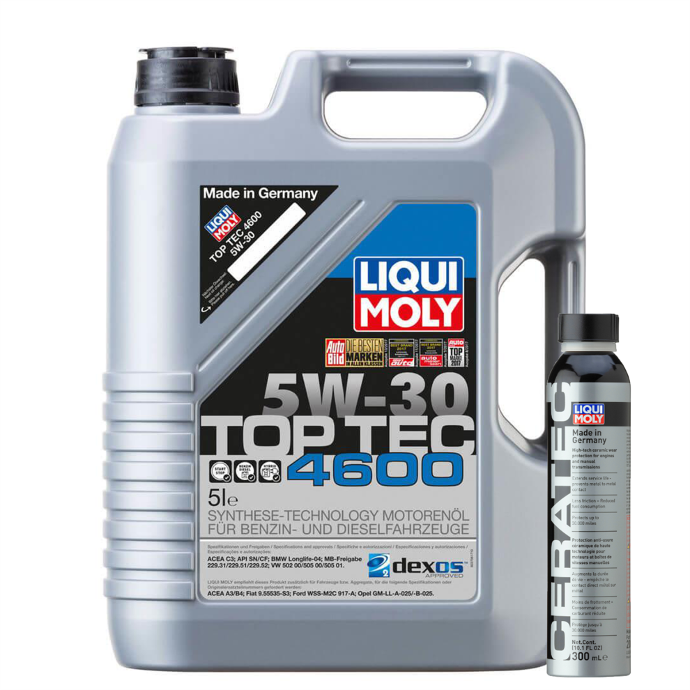 5L Liqui Moly Top Tec 4600 5W30 Engine Oil Sn Cf Bmw Ll+ Cera Tec - 300Ml 5056820519289