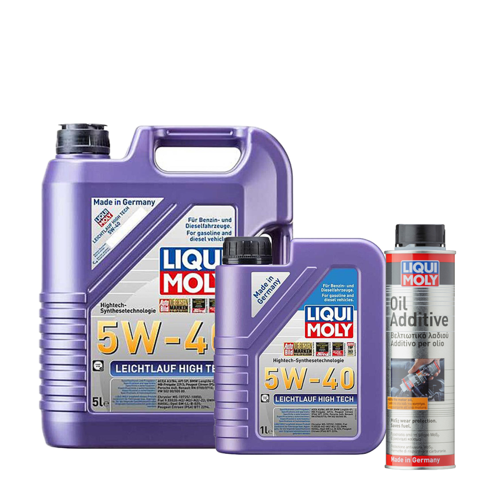 6L Liqui Moly 5W40 Fully Synthetic Engine Oil High Tech+ Oil Additive 300ml