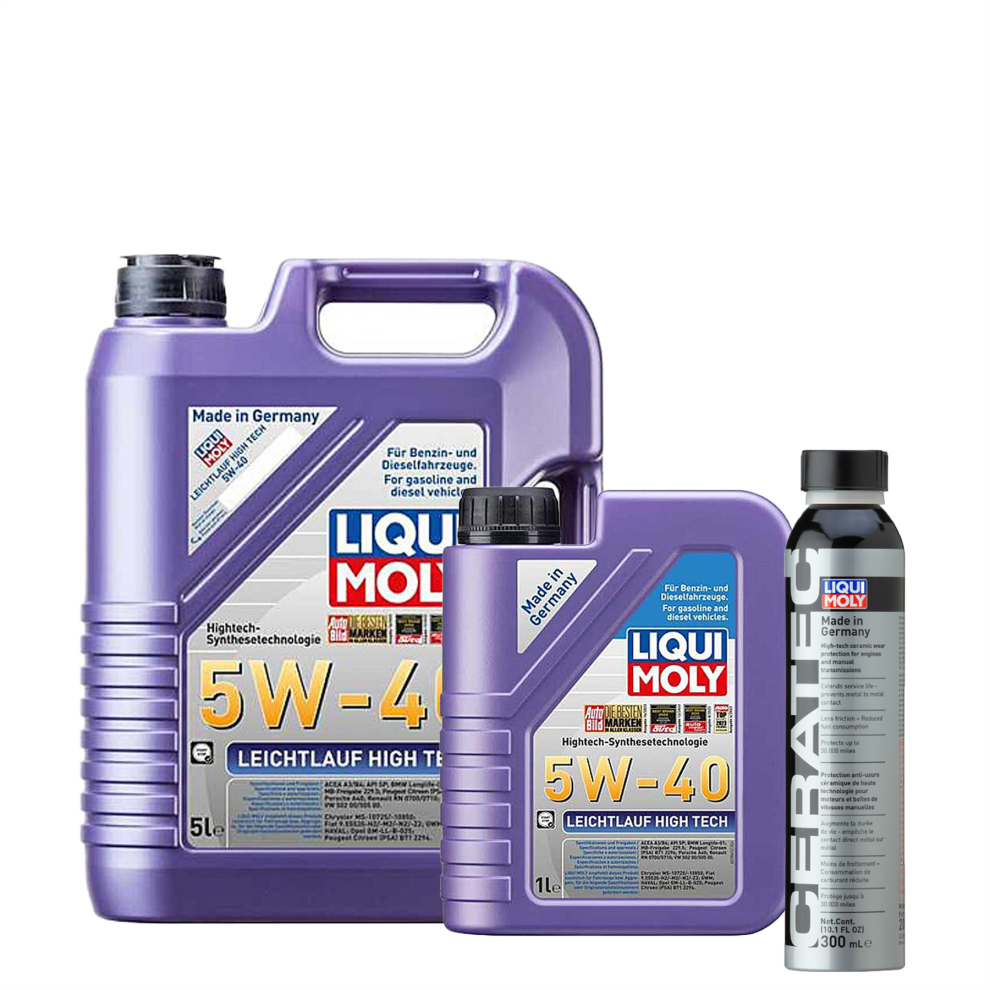 6L Liqui Moly 5W40 Fully Synthetic Engine Oil High Tech + CERA TEC - 300ml