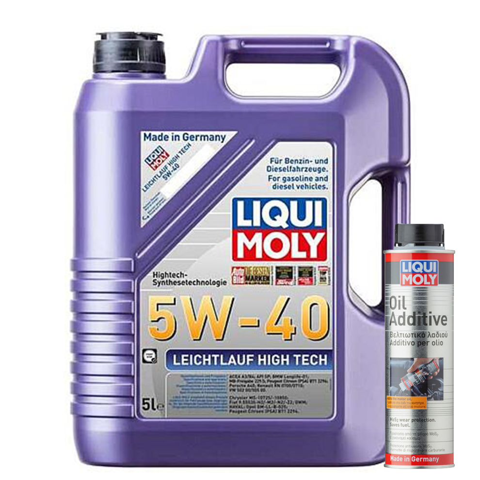 5L Liqui Moly 5W40 Fully Synthetic Engine Oil High Tech + Oil Additive 300ml